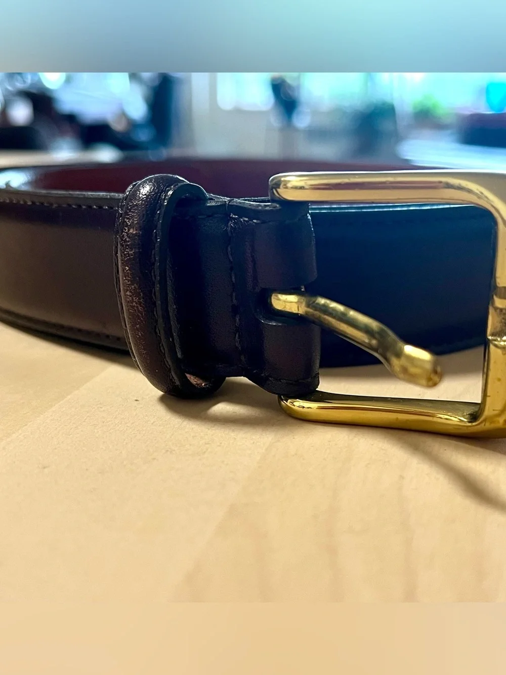 Coach Men's Dark Brown Leather Belt with Brass Buckle Sz40 Burnished Cowhide